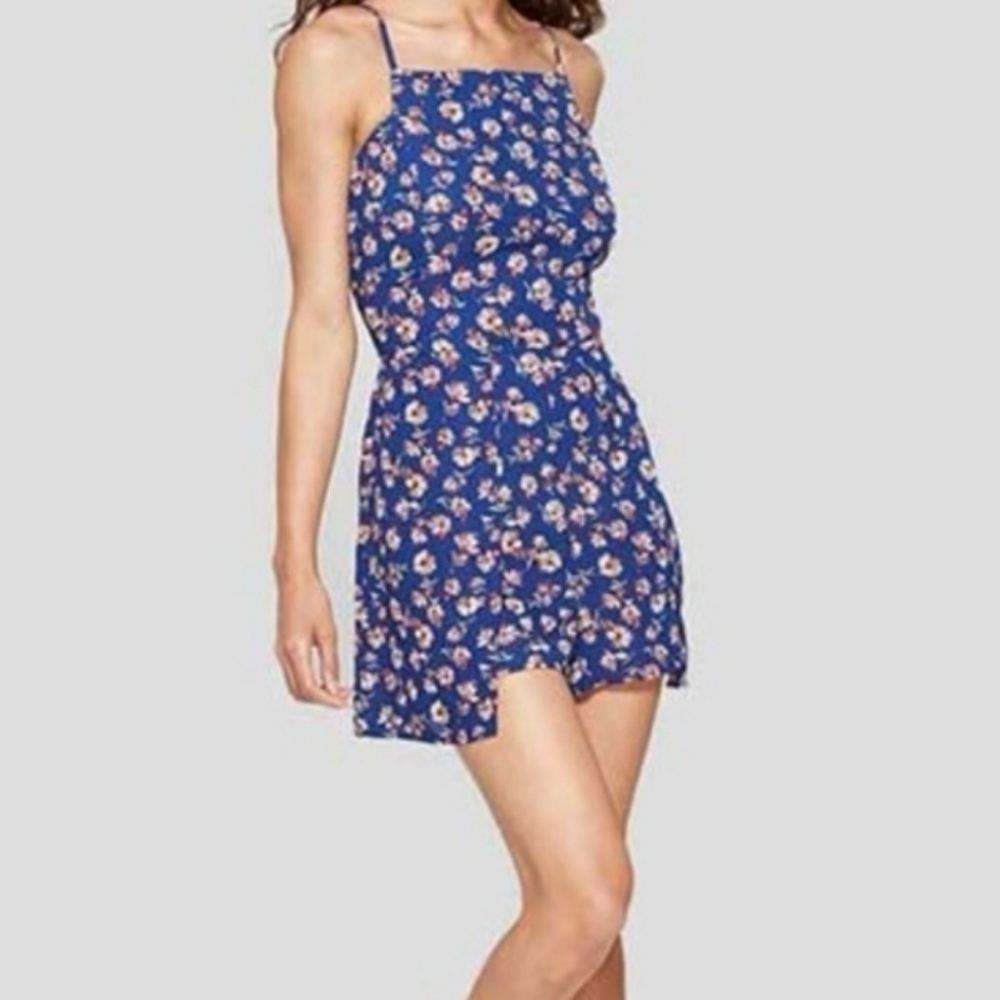 Xhilaration Blue Floral Romper